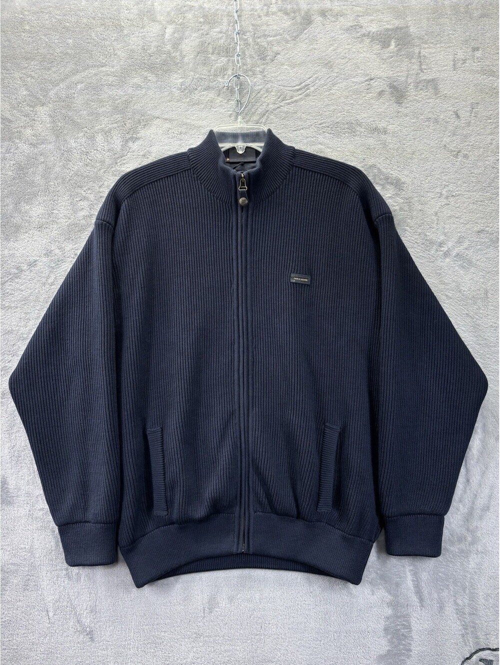 Paul & Shark Yachting Ribbed Wool Bomber Full Zip Lined Jacket Sweater Cardigan